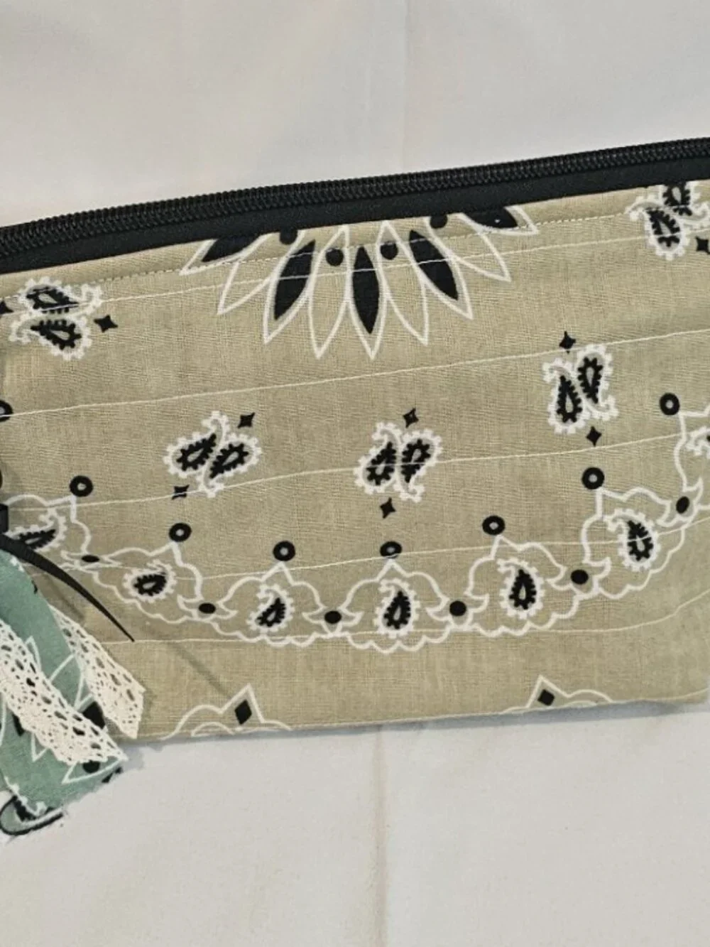 Quilted Bandana Makeup Bag - Handmade